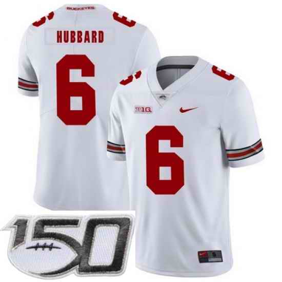 Ohio State Buckeyes 6 Sam Hubbard White Nike College Football Stitched 150th Anniversary Patch Jersey